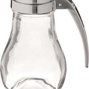 14 oz Clear Glass Syrup Pourer with Stainless Metal Lid