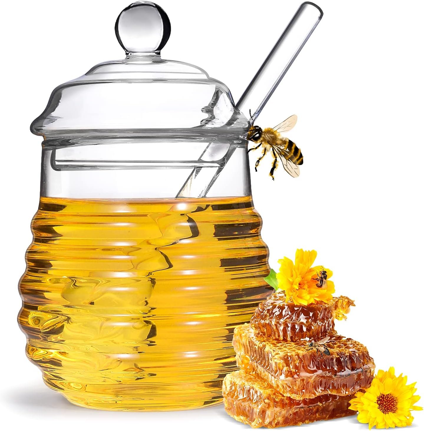 Clear Butterfly Embossed Honey Pot Container