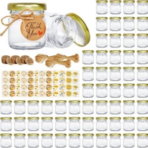 1.5 lb Diamond-Cut Glass Honey Jar Set with Golden Lid