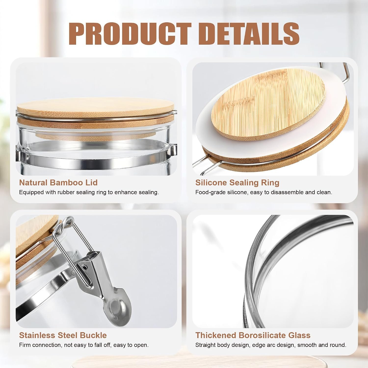 Clear Glass Honey Storage Jar with Bamboo Lid - Image 2